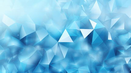 Wall Mural - Abstract wide light blue texture with geometric triangular 3d triangles pattern wall background banner illustration, textured backdrop for design web, wallpaper, Generative AI