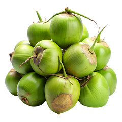 Pile of young green coconut isolated on transparent background