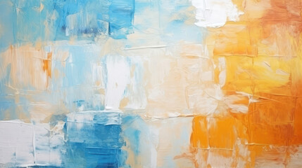 Wall Mural - closeup of abstract rough colorful blue orange multicolored art painting texture, with oil or acryli