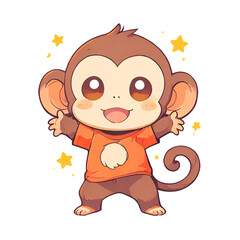 Sticker - The monkey is surrounded by stars, which adds a playful