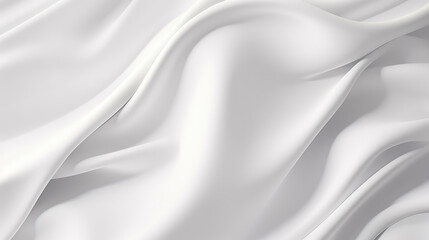 Wall Mural - Soft white shiny satin silk swirl wave background banner - Abstract textile fabric material, backdrop texture for product display or text, Generative AI
