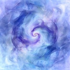 Wall Mural - This image is a digital watercolor painting featuring swirling abstract forms in shades of blue and purple. The colors blend and overlap, creating a sense of depth and movement. The central point of t