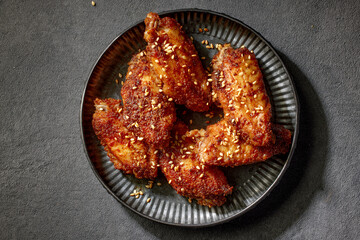 Canvas Print - baked crispy chicken wings