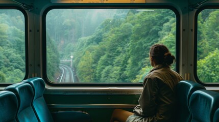 Taking a break from technology and admiring the natural beauty outside the train windows.