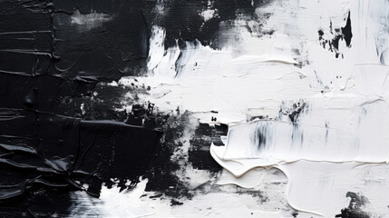 Wall Mural - closeup of abstract rough black white art painting texture, with oil acrylic brushstroke, pallet kni