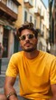 © BrandwayArt - Man in Yellow T-Shirt on City Street