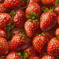 Wall Mural - Close-Up Pattern of Fresh Strawberries