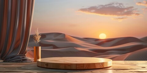 Wall Mural - Desert Sunset with Wooden Platform