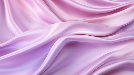 Wall Mural - Soft pastel purple shiny satin silk swirl wave background banner - Abstract textile fabric material, backdrop texture for product display or text, Generative AI