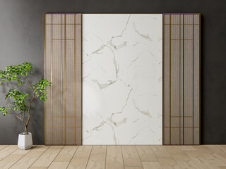 Wall Mural - 3d rendering sideboard wall panel with flooring interior decoration 