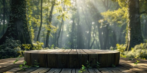Wall Mural - Wooden Platform in a Misty Forest
