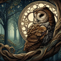 Wall Mural - owl in the night