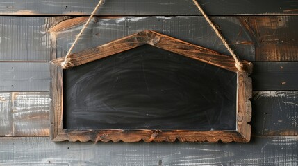 Wall Mural - Classic wooden chalkboard used for home decoration hung like a baseball home plate