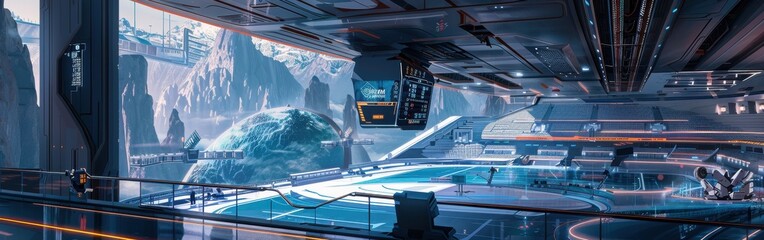 Wall Mural - A futuristic space station with a blue dome on top. The dome is labeled with the number 10