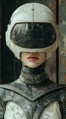 Poster - A woman in a white helmet with a red dot on her face