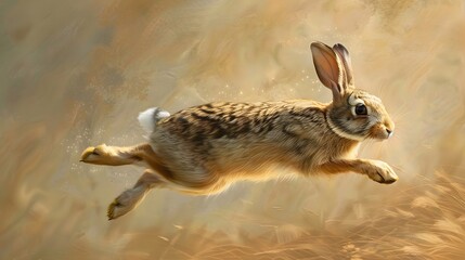 Wall Mural - Wild rabbit jumping. 