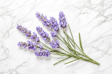 Sticker - Lavender Flowers on Marble Background