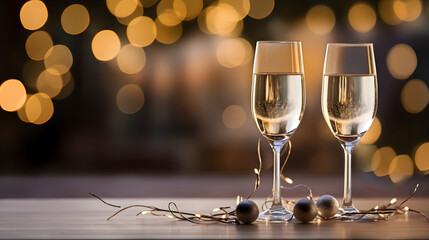 Wall Mural - wine glass with sparkling background