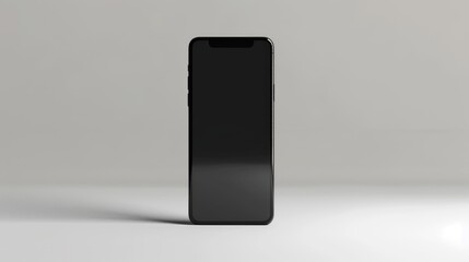 Poster - Smartphone mockup with black screen on white background and copy space isolated with clipping path