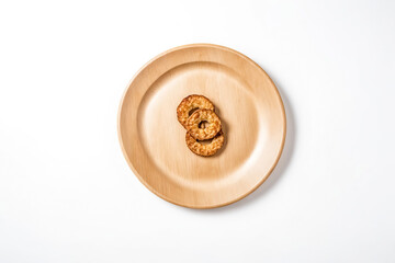 Poster - Two Fried Doughnuts on Wooden Plate