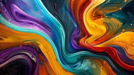 Wall Mural - A colorful abstract painting with swirling colors.