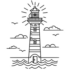 Lighthouse  icon, Lighthouse outline, Lighthouse  vector, ocean svg, ocean cliparts, clipart png, sea creatures, ship svg, Lighthouse SVG, Minimalist Line Art, sea svg, ocean svg, lighthouse, light, s