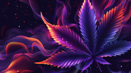 Wall Mural - Modern Cannabis Leaf Graphic