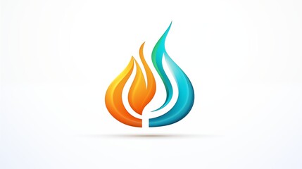 Sticker - Abstract Dual Element Logo: Fire and Water Flame Symbol in Blue and Orange