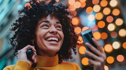 Canvas Print - Picture a person receiving unexpected good news over the phone, their face lighting up with joy and relief, capturing the transformative power of hope.