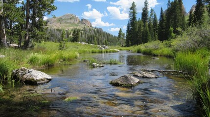 Sticker - Quench your thirst from a babbling brook, where crystal-clear waters flow from high mountain peaks and refresh the weary traveler.