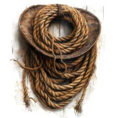 Wall Mural - rope isolated on white background closeup