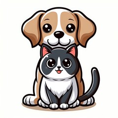 Wall Mural - A dog design graphic and cat design graphic sitting together vector professional.