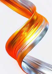 Wall Mural - A shiny orange and silver wavy line.