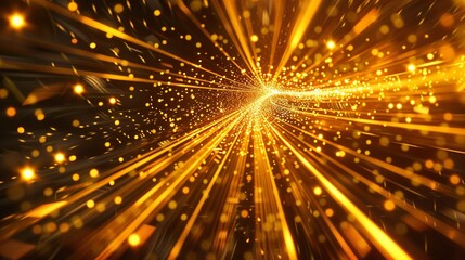 Wall Mural - golden neon high speed optical fibre  