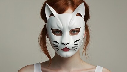 Woman with Cat Mask