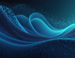 Wall Mural - blue abstract background with lines and dots in the shape of wave