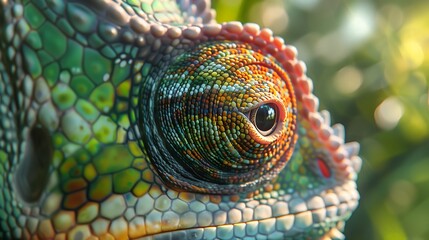 Wall Mural - close up photo chameleon eye