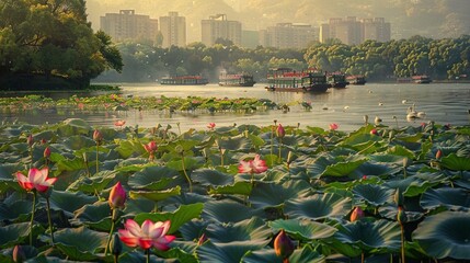 Wall Mural - sunset on the river