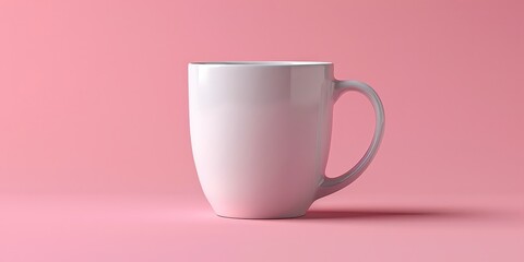 Wall Mural - White Mug on a Pink Background