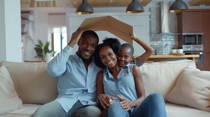 Wall Mural - The family with cardboard house