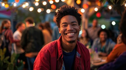 Canvas Print - The young man smiling outdoors