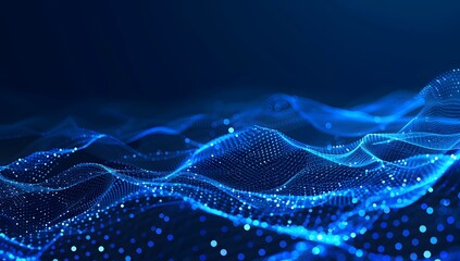 Wall Mural - abstract blue digital background with glowing dots and network lines, technology concept for web des