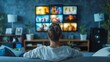 © tanapat - Streaming service with AI suggestions person watching movies TV shows personalized recommendations banner with copy space