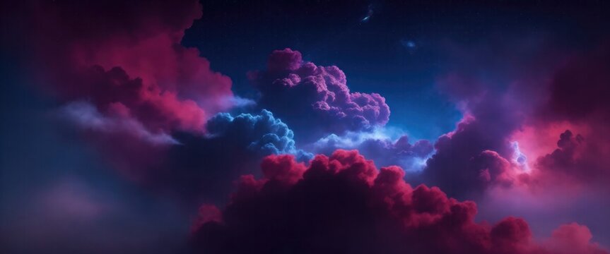 Maroon and blue cloudy sky with smoke background with stars