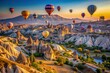 © Irina - Colorful Hot Air Balloons Soar Over Cappadocias Unique Rock Formations at Sunrise. Generative AI