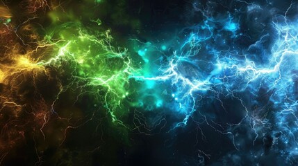 green and blue battle lightning background