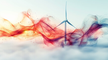 Wall Mural - Draw a modern and realistic graph for wind energy. Use these colors red, turquoise. White background.