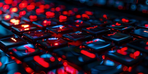 Sticker - A close up of a keyboard with red keys. The image has a futuristic and high-tech vibe