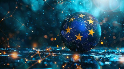 Wall Mural - abstract digital concept of the european union. graphic representation of the eu flag as a sphere in