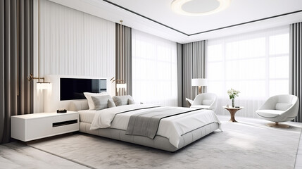 Wall Mural - luxurious hotel bedroom suite alone against a blank white background